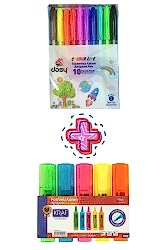 Dosy 10'lu Tükenmez Kalem + Kraf 5'li Fosforlu Kalem Seti - 4