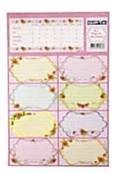 Gıpta-Gırls Ders Programı Okul Etiket 3 Yaprak 16 x 24 cm Çiçek Desenli - Gıpta