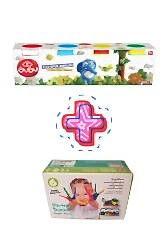 Nova Color Parmak Boyası 25 ml 6'lı + Bu-Bu 4'lü Oyun Hamuru Seti - Nova Color