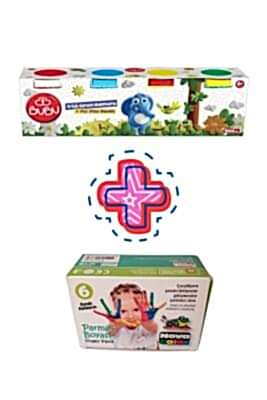 Nova Color Parmak Boyası 25 ml 6'lı + Bu-Bu 4'lü Oyun Hamuru Seti - 1